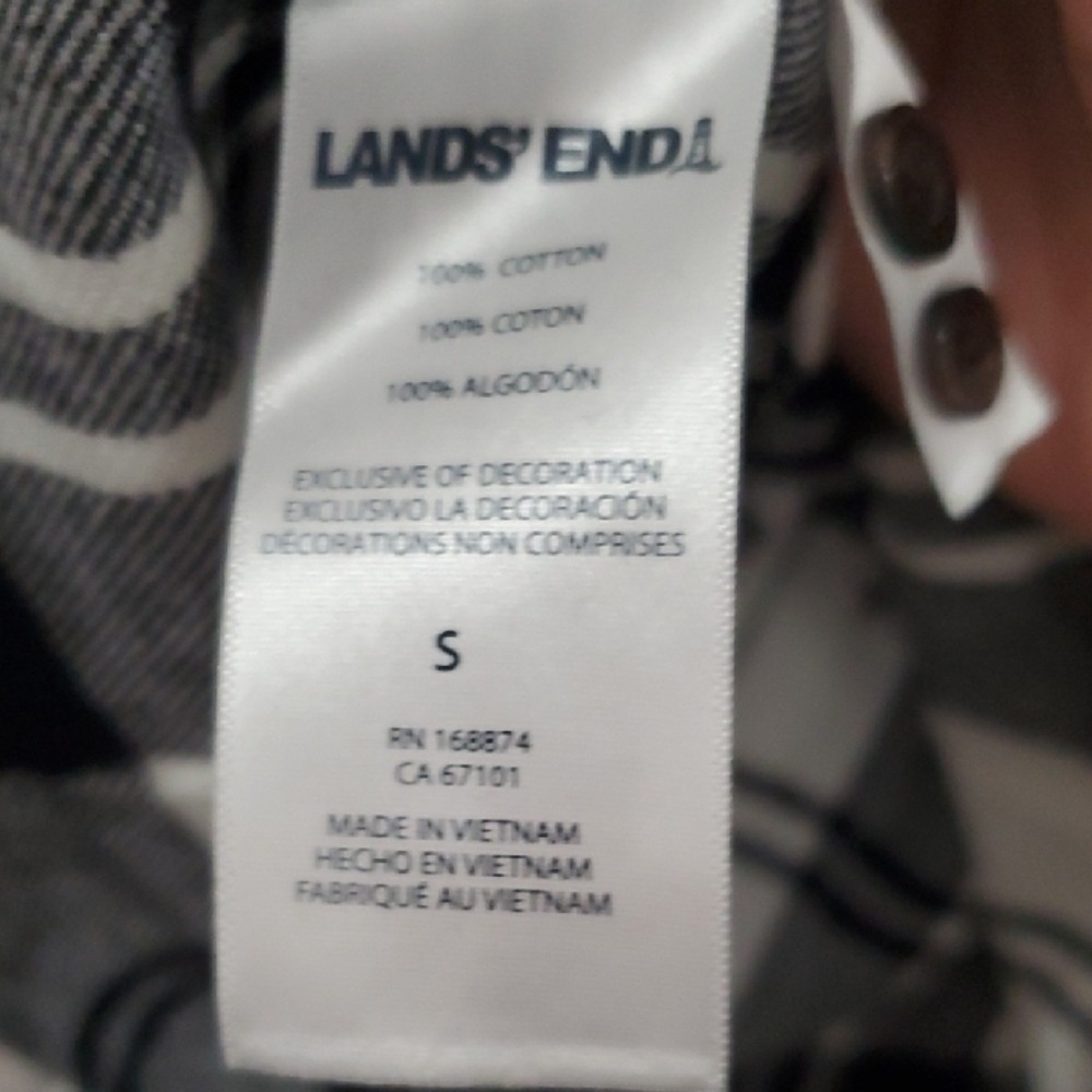 Lands' End Flannel Nwt Black and White Checkered Men's Shirt - Picture 10 of 11